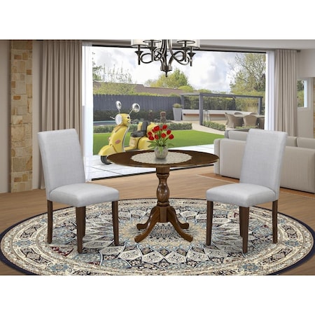 East West Furniture 3 Piece Dublin Kitchen Table Set - Acacia Walnut DMAB3-AWA-05